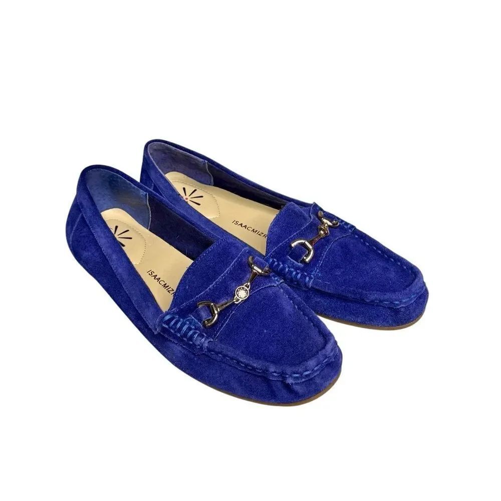 Isaac Mizrahi live immanie royal blue suede horsebit driving moccasin loafers s